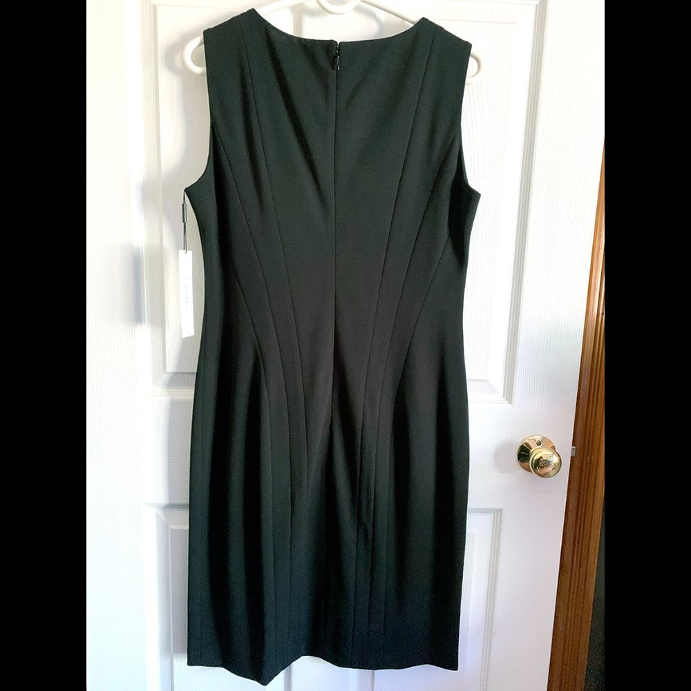 NWT Calvin Klein Alexi Knit Sleeveless V-Neck Sheath Dress Black Womens Size 12 - Picture 4 of 8